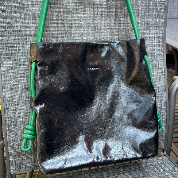 KARKKI CARRY ALL LEATHER KNOTTED TOTE Handbag- Black C - Picture 4 of 9